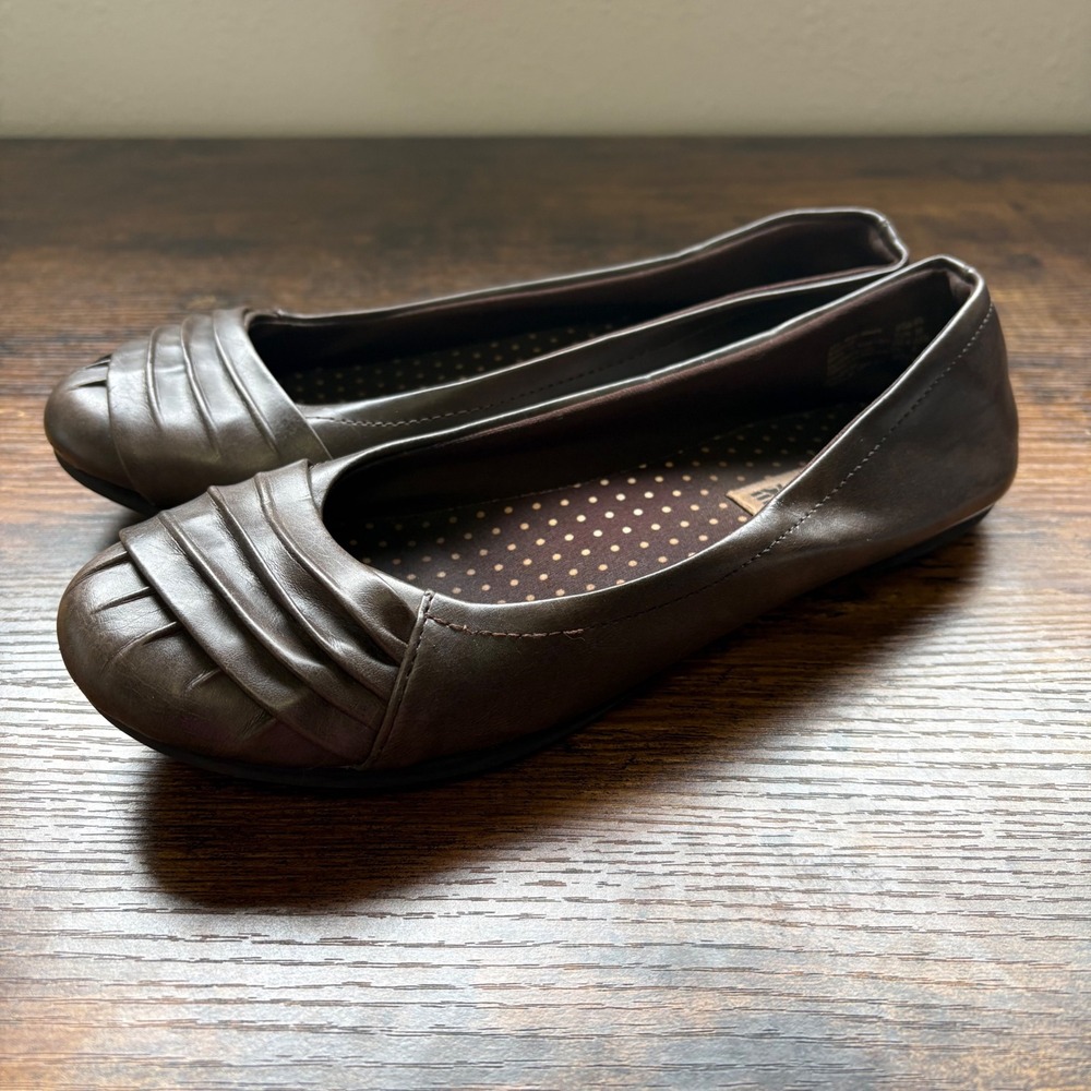 American Eagle Brown Pleated Ballet Flats Shoes Womens 6.5 89098